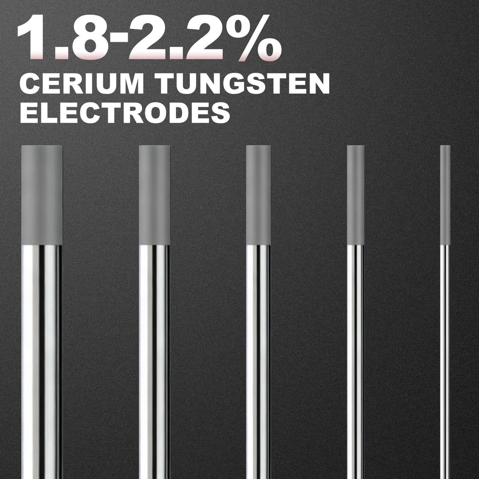 QUARKZMAN 10 Unidades De Electrodos De Tungsteno Para Soldadura TIG 1/8" X 7" 1.8-2.2% Para Soldadura De Acero Inoxidable, Soldadura De Aleaciones Y Magnesio, Manufacturera, Gris WC20
