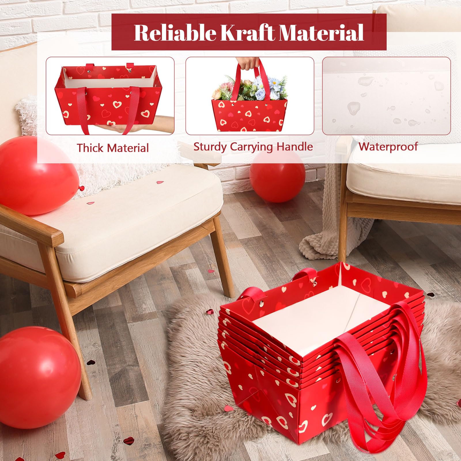 Glenmal 50 cesti regalo vuoti con manici, in carta kraft, vuoti, fai da te, 24 x 16 x 10,9 cm, per feste, matrimoni, confezioni regalo, confezioni regalo, anniversari, esposizione