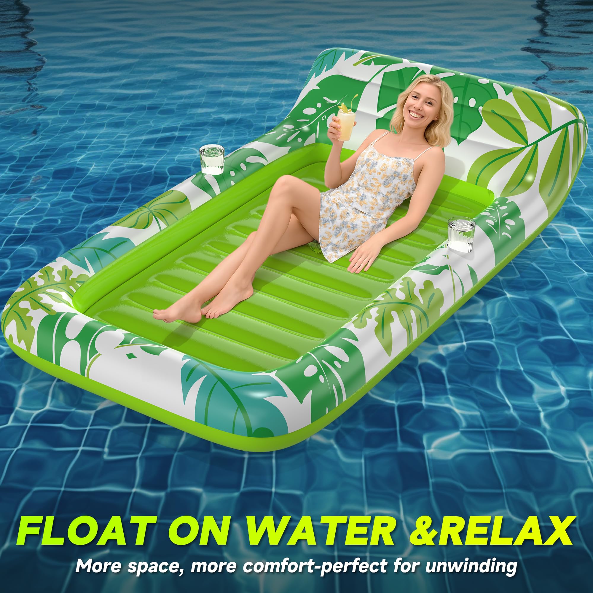 CACSPS Aufblasbarer Bräunungspool Lounger Float Mit Getränkehalter