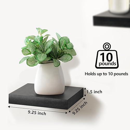 Miniatura 3 de Sorbus Estante flotante cuadrado para pared, 3 estantes pequeños con soportes de montaje invisibles para decoración de sala de estar, dormitorio,