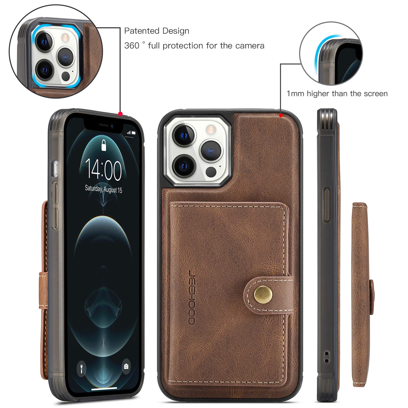 OCASE Custodia Portafoglio per iPhone 17 Pro Max, Custodia in Pelle con Cerniera, Porta Carte con