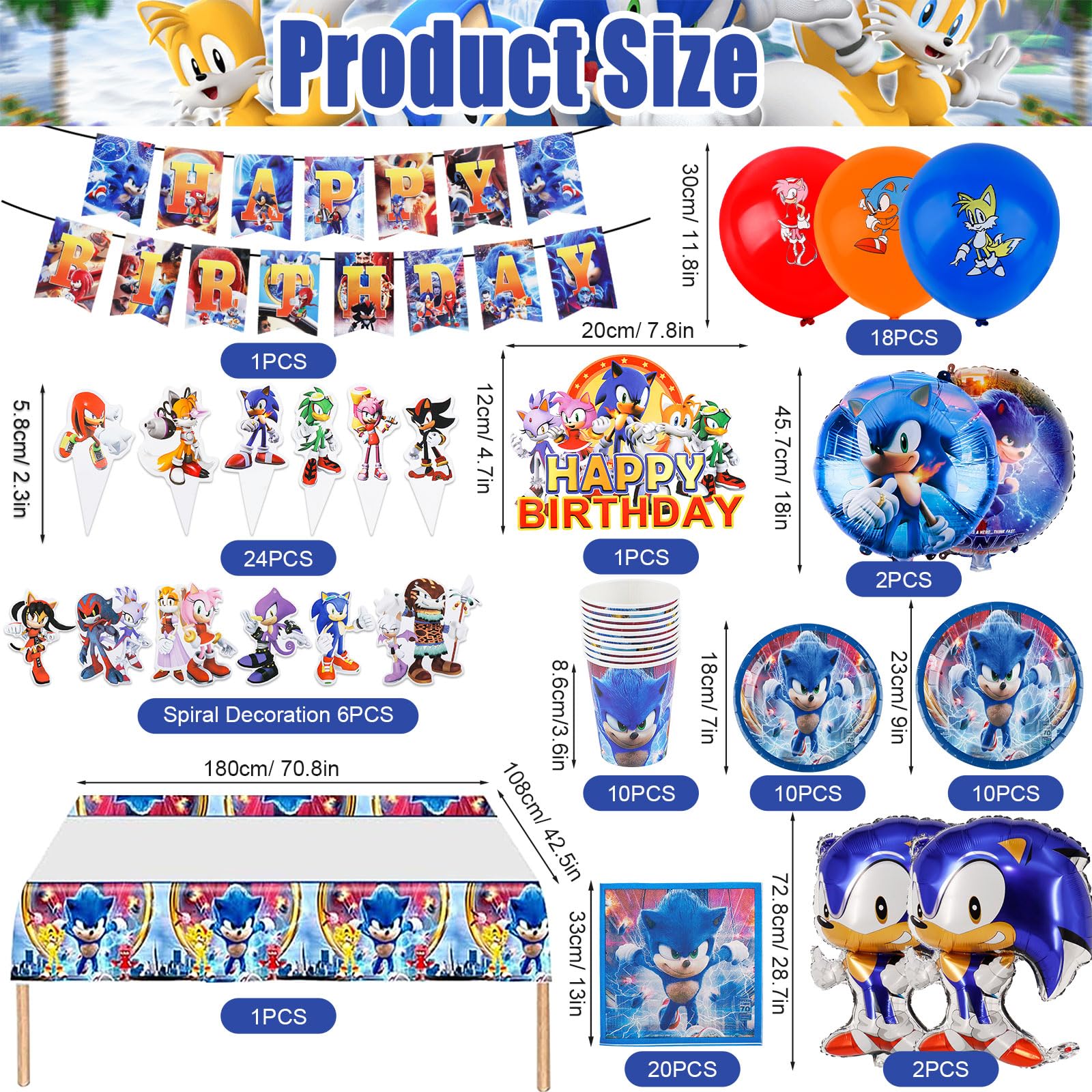 Pappteller Kindergeburtstag, 105 Stück Partygeschirr Geburtstagsdeko Cartoon Birthday Banner Luftballon Party Geschirrset Pappteller Becher Servietten Tischdecke Kuchen Deko Kinder