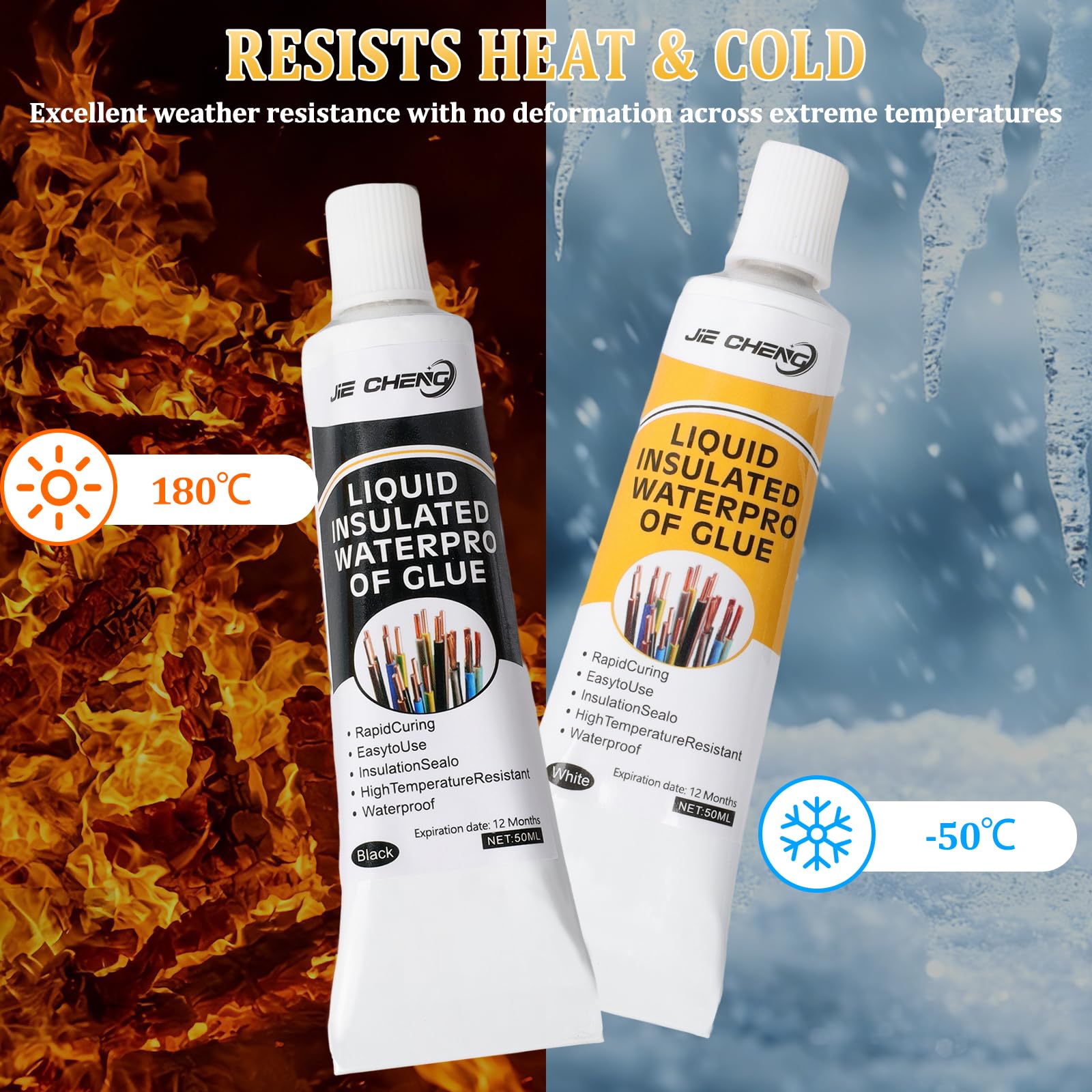 Gomma liquida, 2 pezzi da 50 ml, nastro isolante liquido, impermeabile e ad asciugatura rapida, adatto per tutti i cavi, cavi, apparecchi elettrici (nero + bianco)