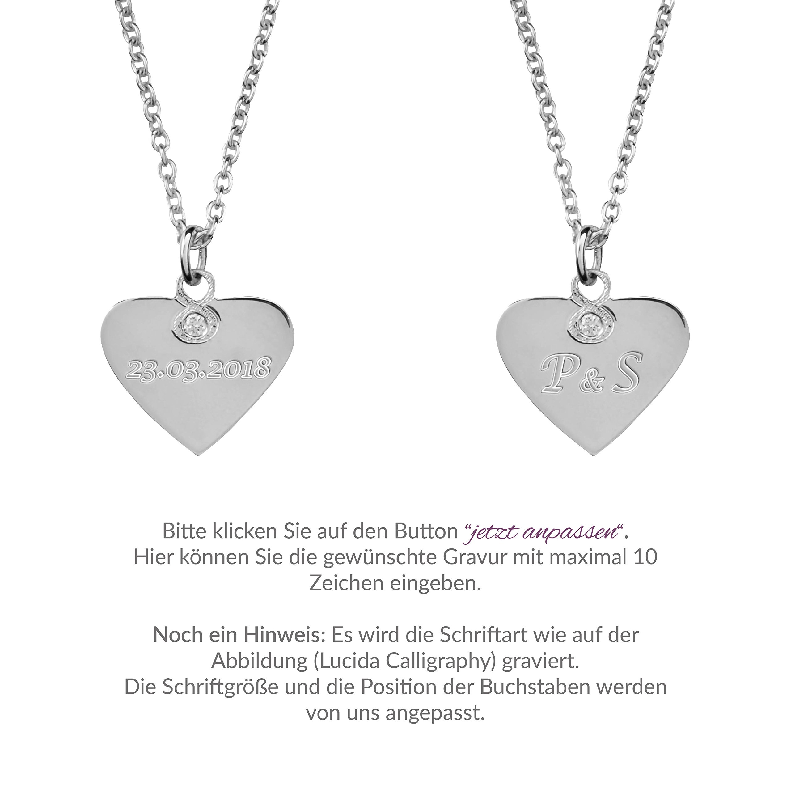 Hals-Kette echt Silber 925 mit Gravur - Herz Namenskette, Geschenke für besondere Frauen