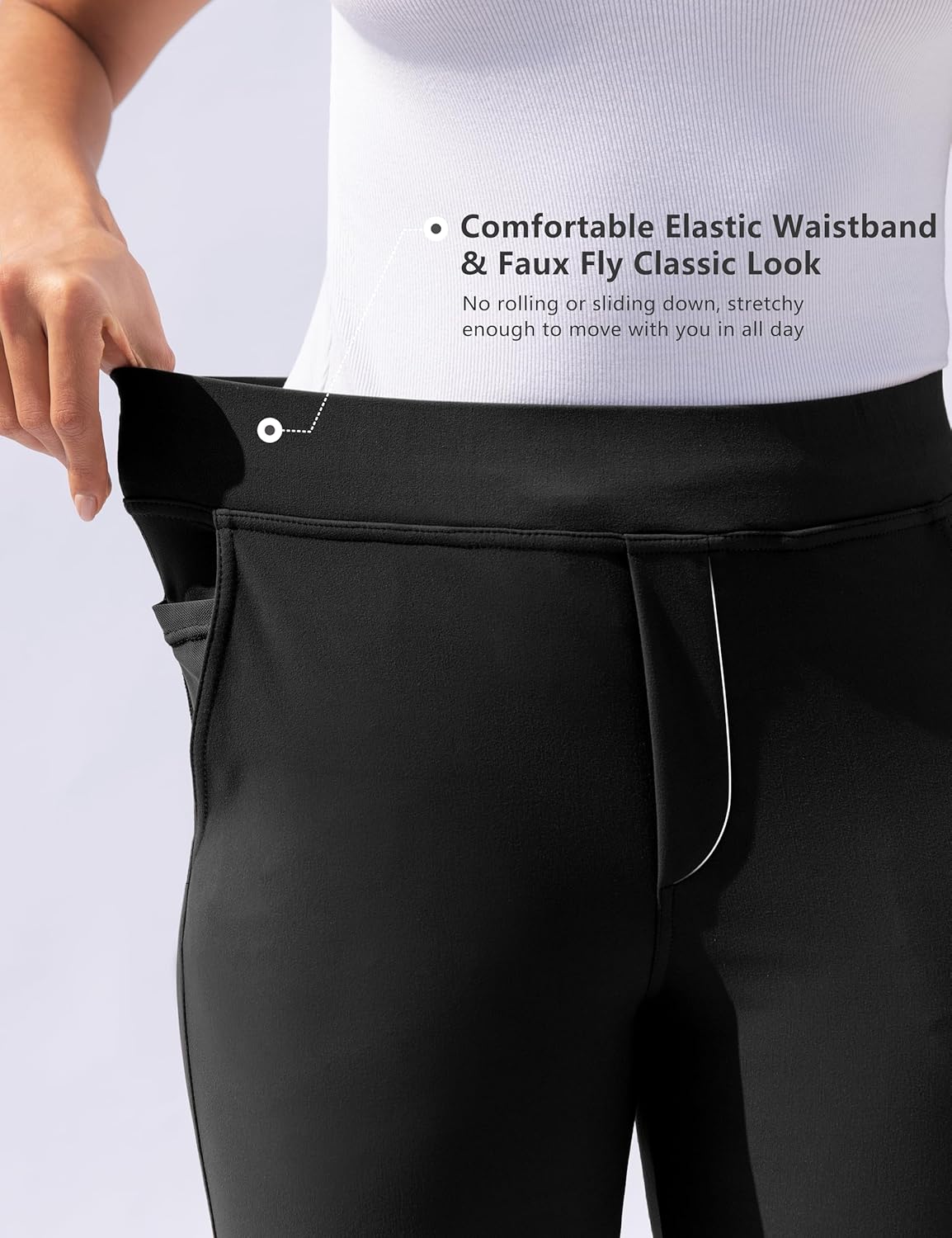 VOOVEEYA Women's Straight Leg Yoga Pants, Stretchy Dress Work Pants with 5 Pockets High Waisted Office Casual Slacks - Image 4