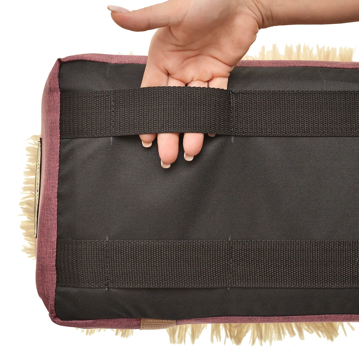 Hunde Armlehn Auto | Universal Autositz Waschbar Abriebfest, Autositz Hund für Mittelkonsol, Vordersitz, Beifahrersitz, Rückbank | Hundetasche, für Kleine Hunde | Farbe: Rotwein