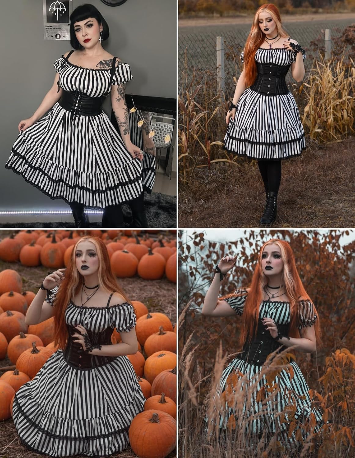 SCARLET DARKNESS Gothic Pirate Corset Dress for Women Summer Vintage Square Neck Renaissance Dresses - Image 8