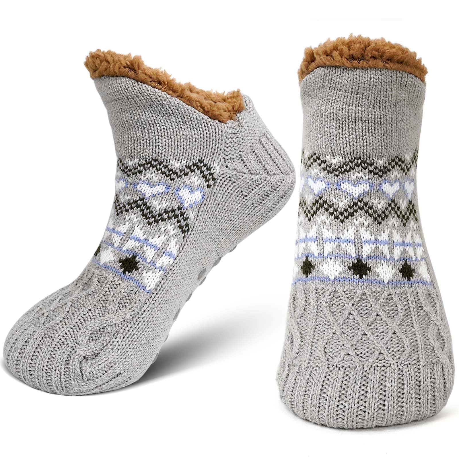 LOFIR Calze Pantofole Antiscivolo da Uomo: Calzini Invernali Termici da Casa per Uomo Calzetti Babbucce in Pile Caldi e Pelosi Calze Imbottite per Natale Idea Regalo 39-46 1 Paio