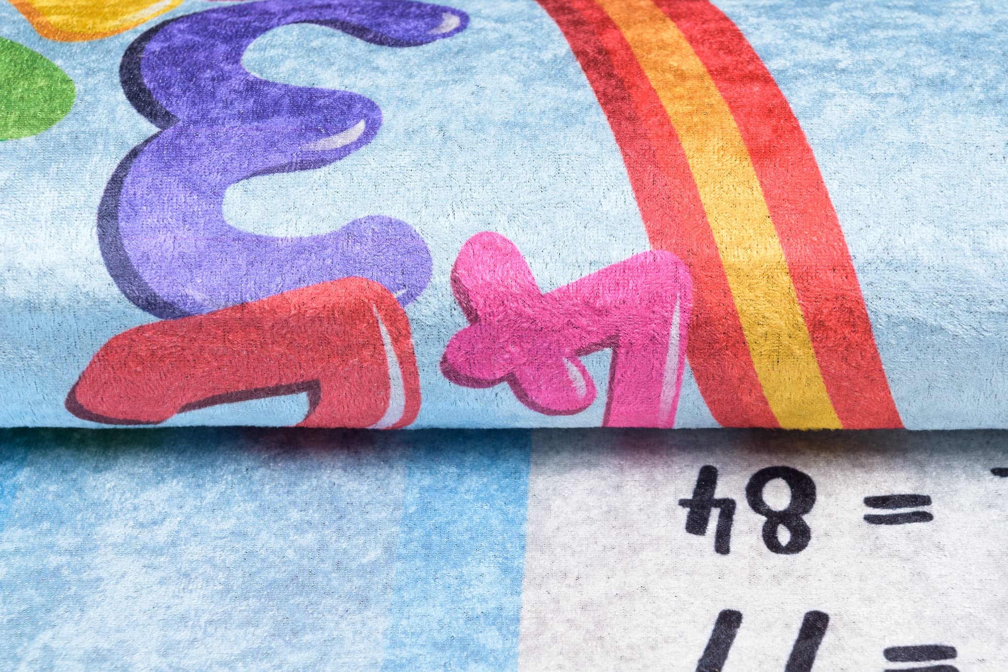 TAPISO Emma Kinderteppich Bunt Einmaleins Antirutsch 140 x 200 cm | Waschbar bei 30 Grad bedruckter Kinderteppich Kinderzimmer Jugendzimmer Modern OEKO-TEX