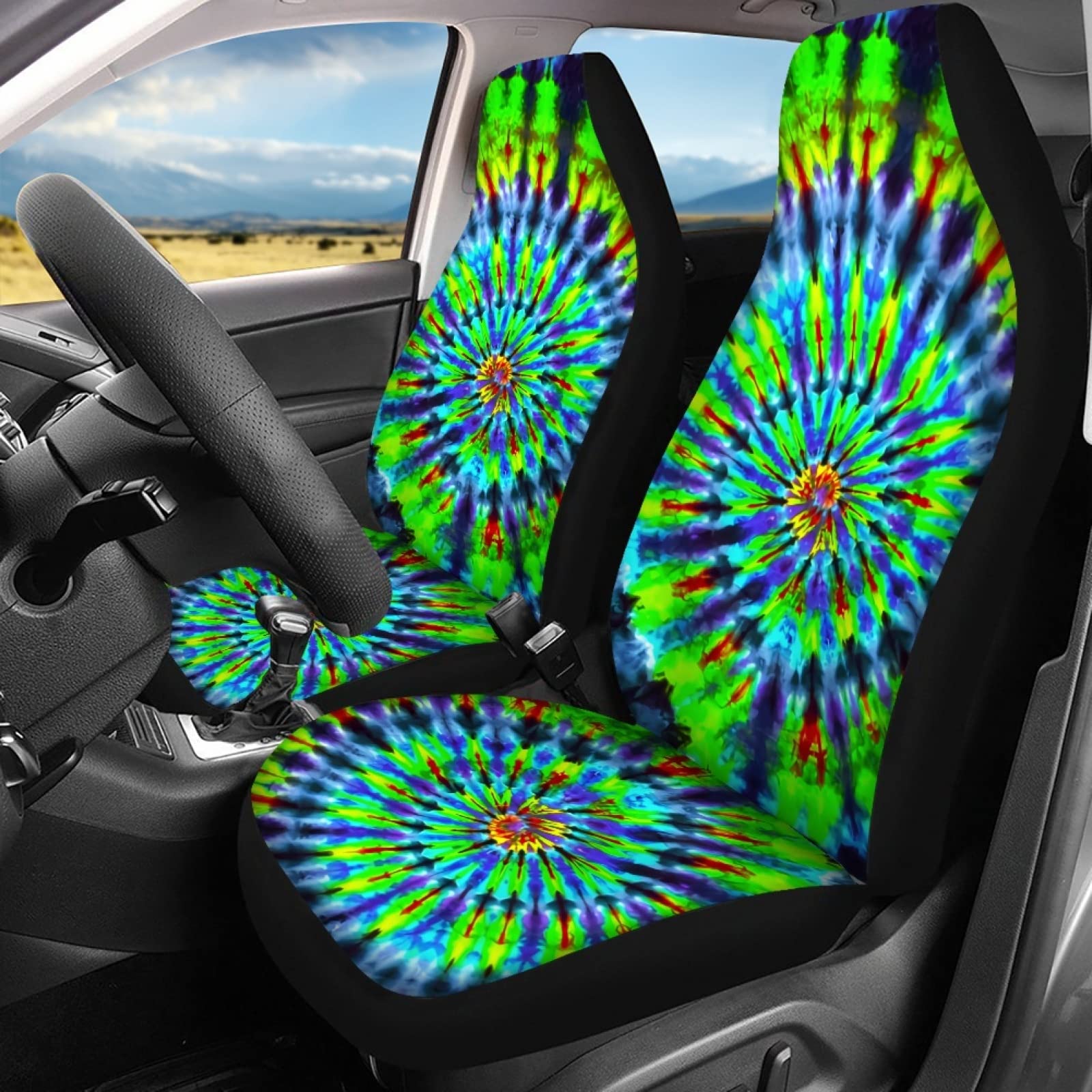 CLOHOMIN Set completo di coprisedili anteriori e posteriori per auto, comodi coprivolante e spalline, protezione per cintura di sicurezza, perfetti per la maggior parte dei SUV, camion, furgoni e