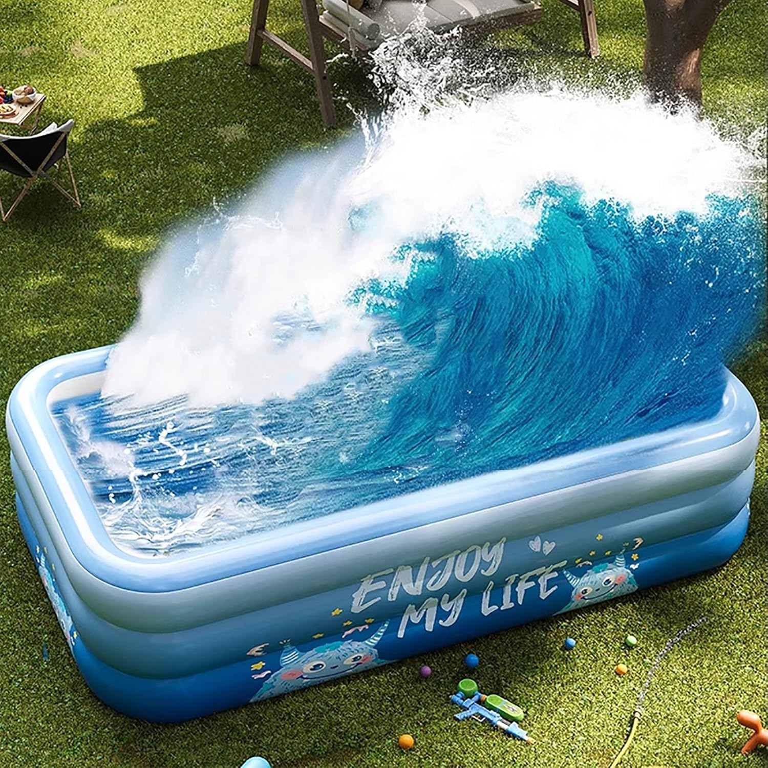 Inflatable Swimming Pool for Kids and Adults Summer Sprinkler Toy Thickened Above Ground Family Pool Includes Patches for Summer Water Party Backyard Garden Lawn(3.8m/13ft)