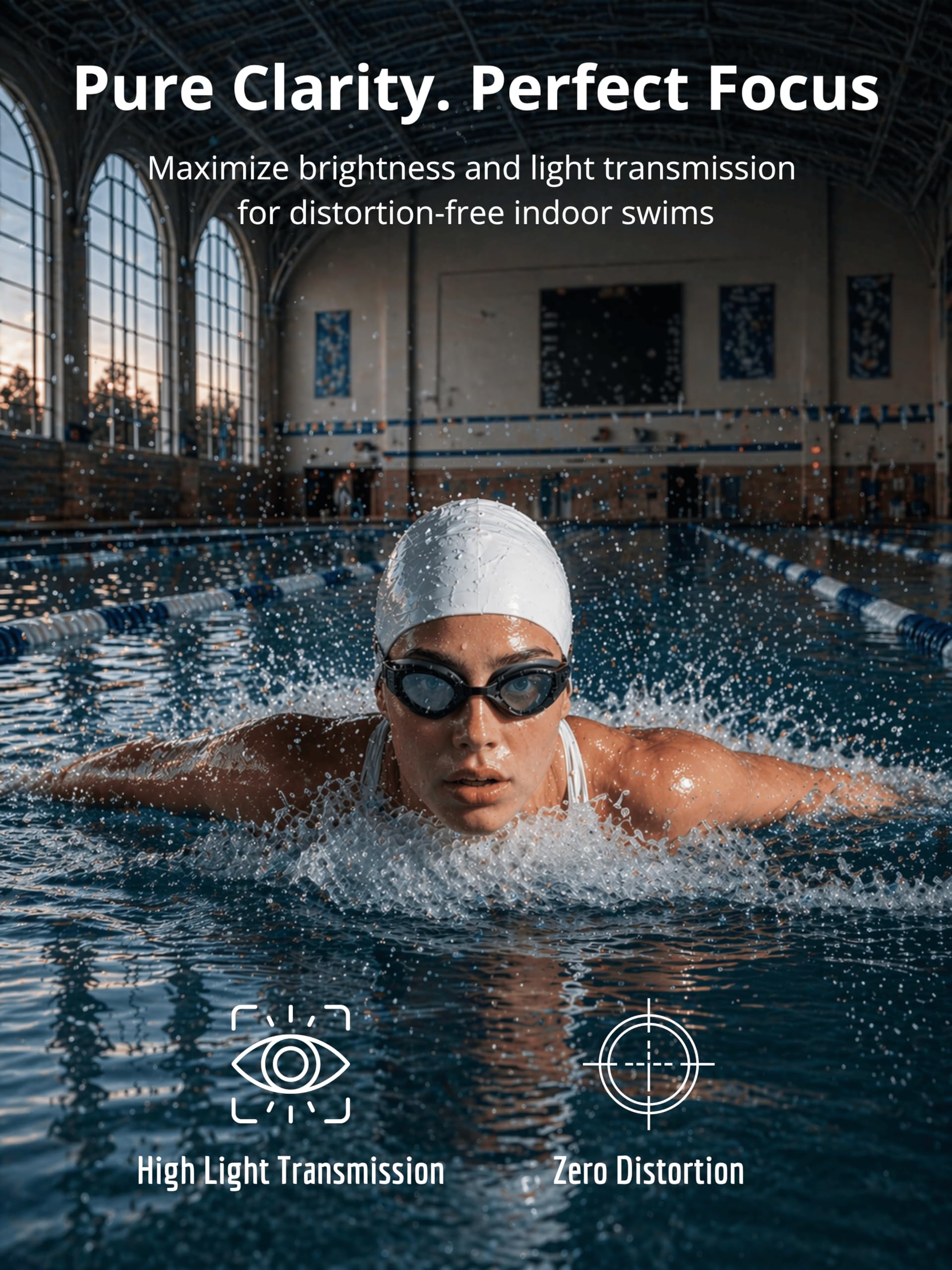 Schwimmbrille für Erwachsene, mit Anti-Beschlag- und UV-beständigen Gläsern, für Männer, Frauen, Jugendliche