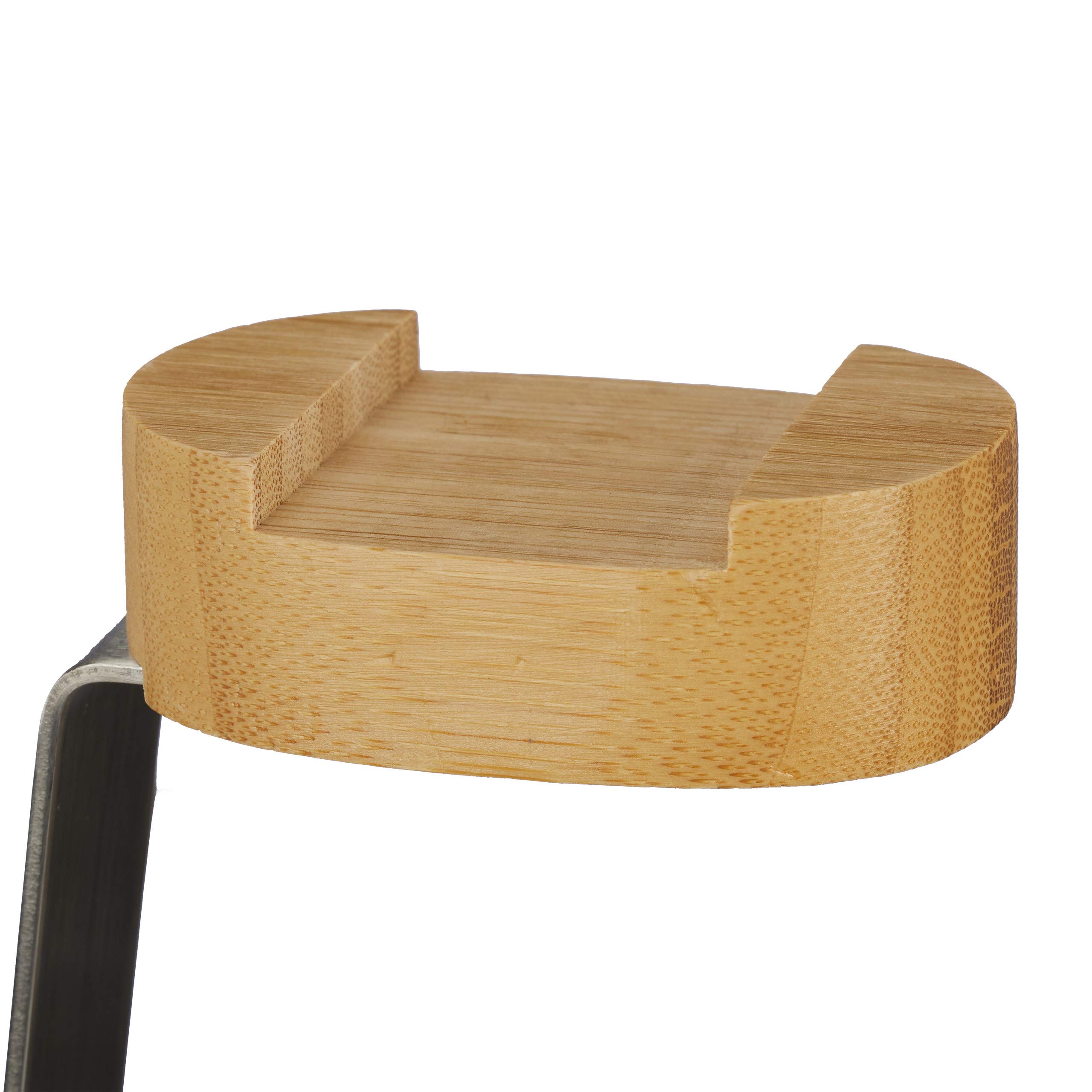Relaxdays Stojak na słuchawki, bambus, metal, uchwyt na słuchawki nauszne, półka, elegancki design, naturalny, 29,60 x 12 x 15 cm