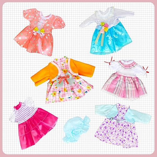Miniatura 8 de 6 juegos de vestido de muñeca de bebé para 12-14 pulgadas con accesorios para muñecas