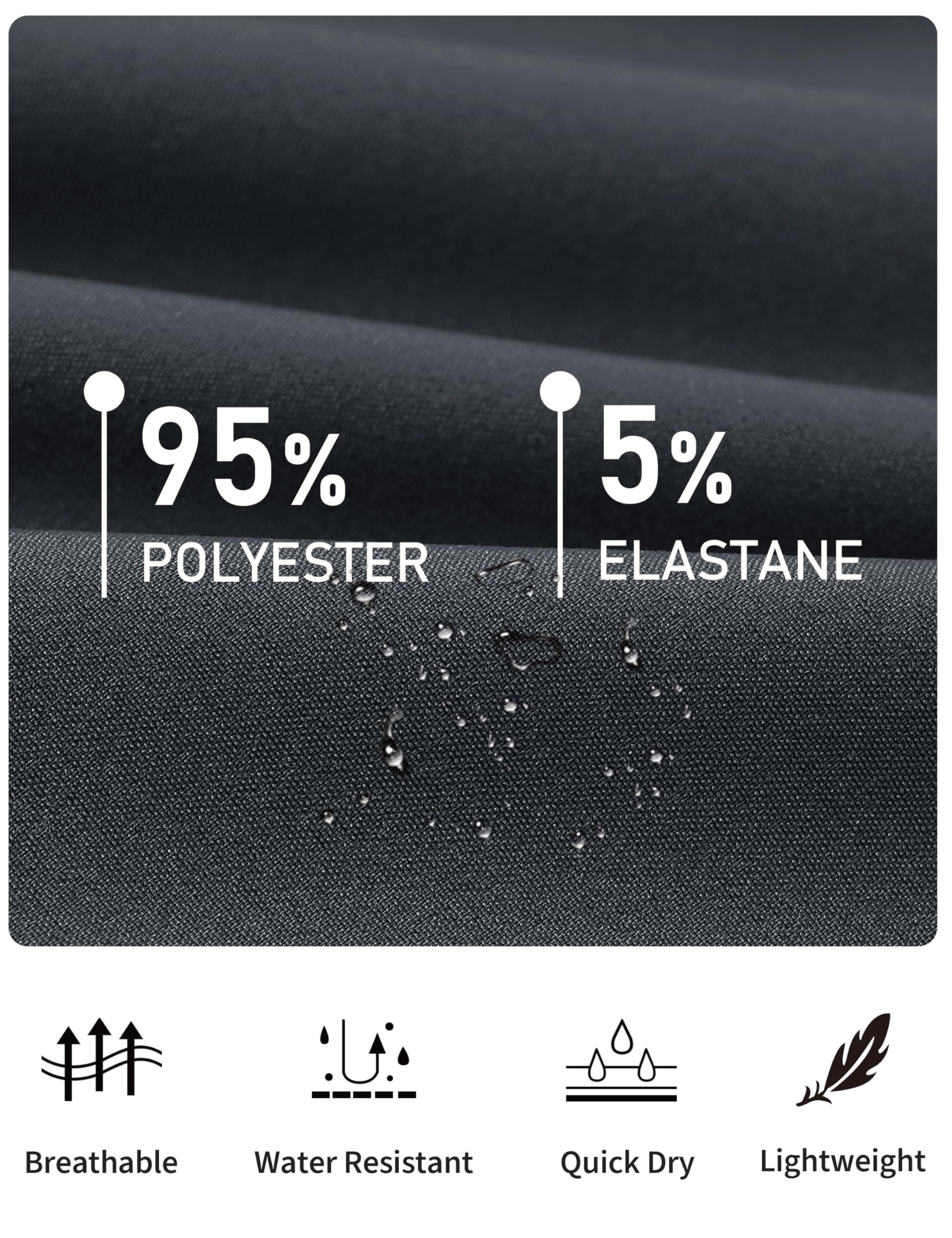 MoFiz Pantaloni da trekking da uomo resistenti all'acqua ad asciugatura rapida leggeri pantaloni della tuta da esterno convertibili con zip pantaloncini 5 tasche con zip