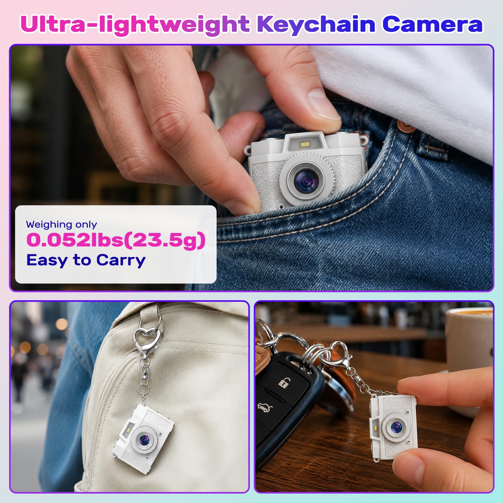 Mini-Appareil Photo numérique rétro en Porte-clés 1080p