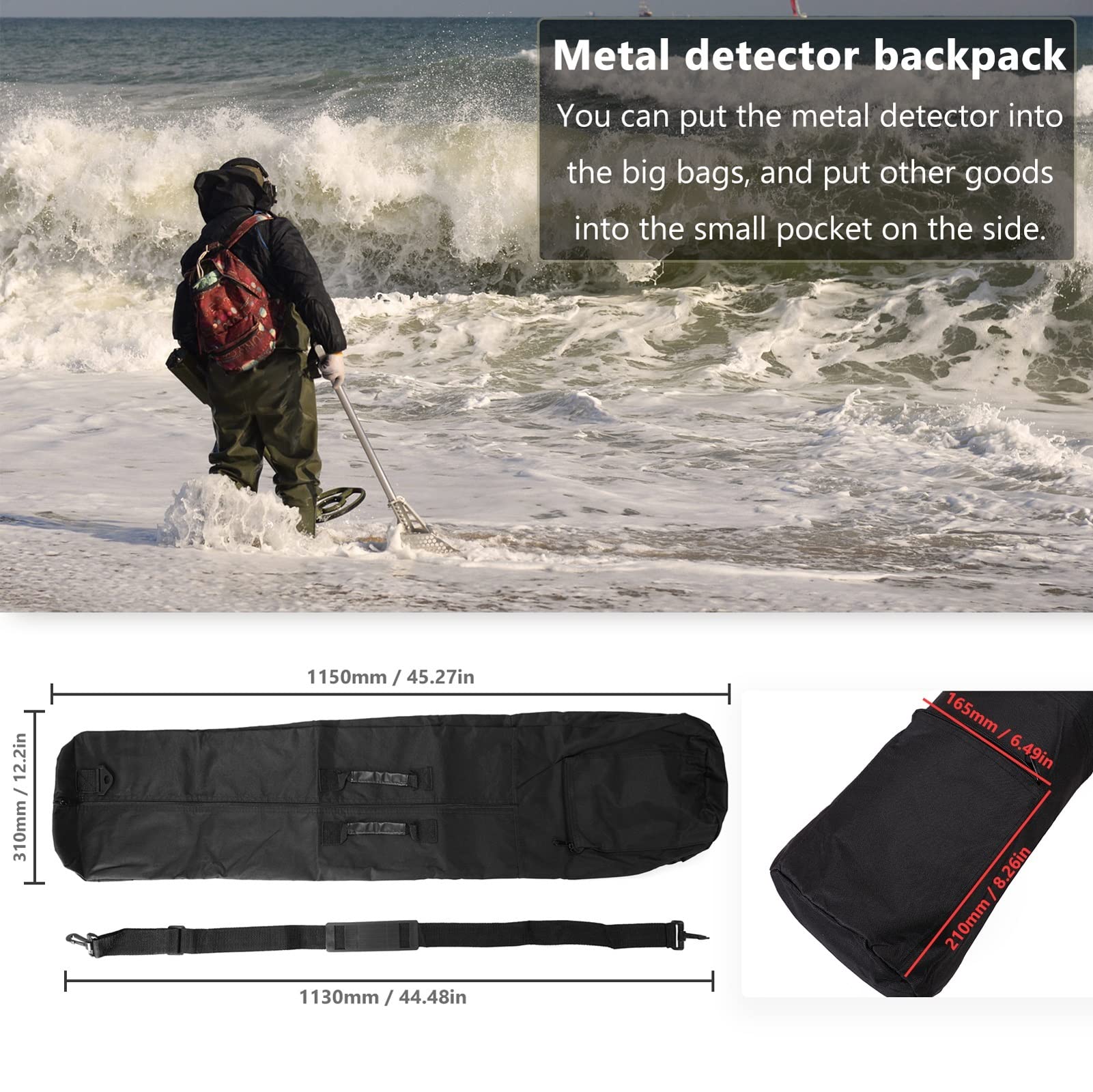 Wykrywacz metali LCD Ekran wyświetlacza 250mm Wodoodporna wyszukiwarka Cewka ręczna Detektor Metalowy Łatwy Instalacja Dokładności Metalowe narzędzie Wykrywanie(Metal Detector Only)