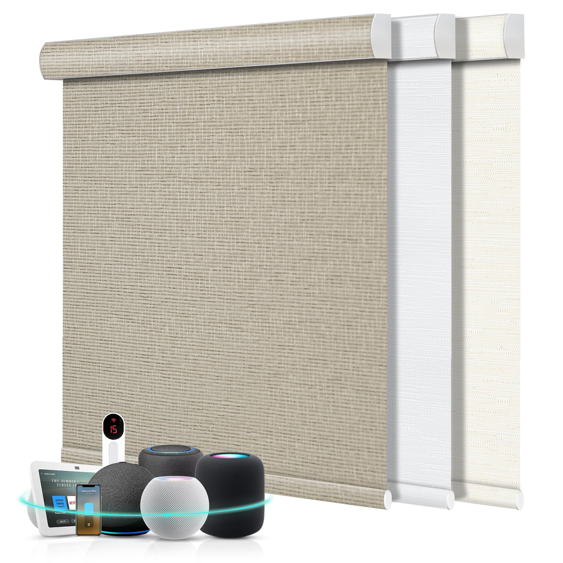 Aprilsmart Motorized Blinds with Remote, 100% Blackout Motorized Roller Shades
