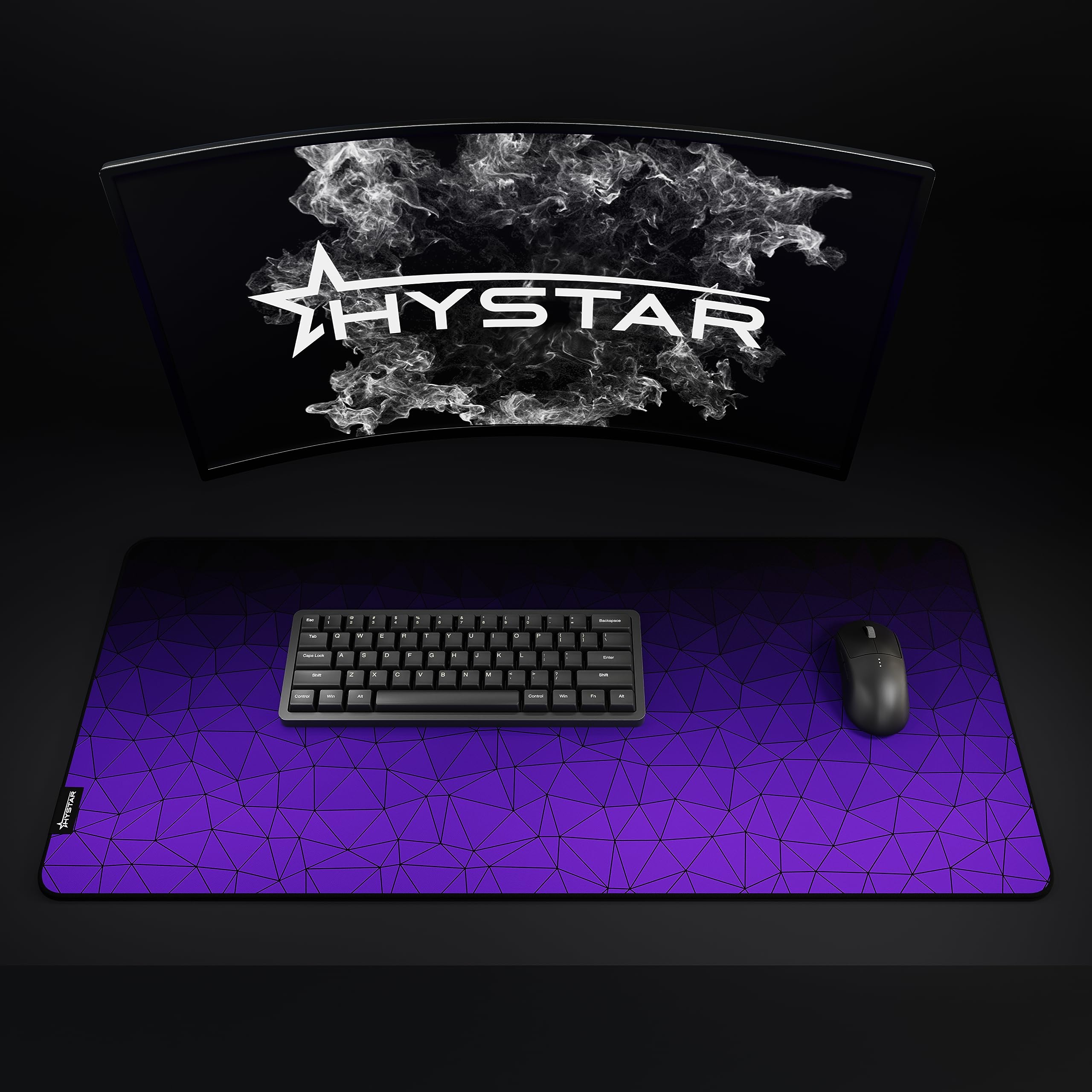 Hystar Gaming-Mauspad, weiche strukturierte Stoffoberfläche, wasserabweisender Stoff, 5 mm dick, Bonus Silikon Getränkeuntersetzer, langlebige Box für Transport, Poly-Design