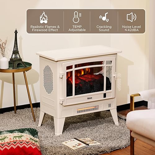 Miniatura 3 de TURBRO Suburbs TS17 - Chimenea eléctrica compacta, calentador de 18 pulgadas con llama realista, certificado CSA, protección de seguridad contra
