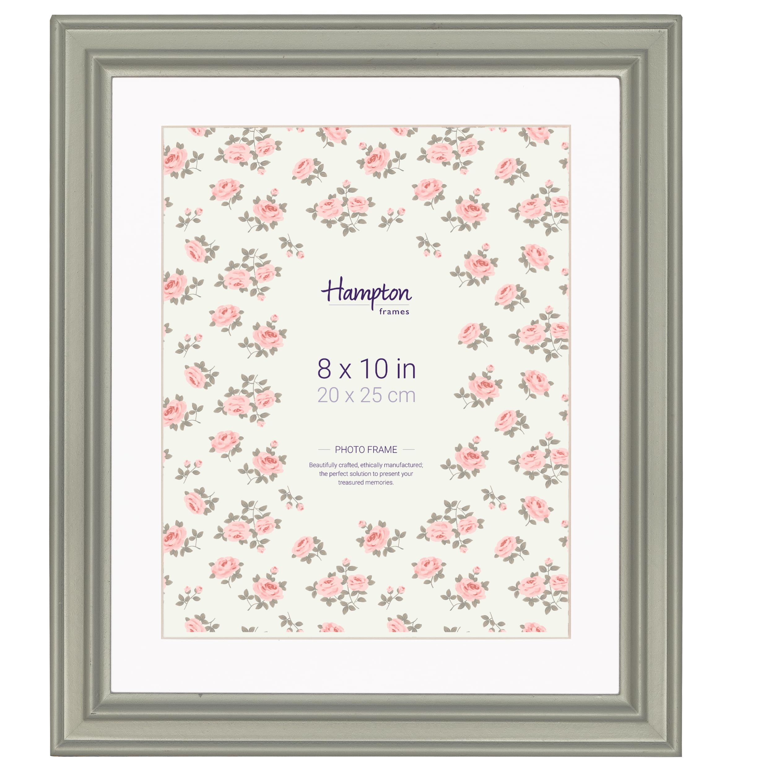 Hampton Frames Sage Helena 8X10 (20X25cm) Green Frame With White Mount Picture Photo Frame Glass Hel12sg80