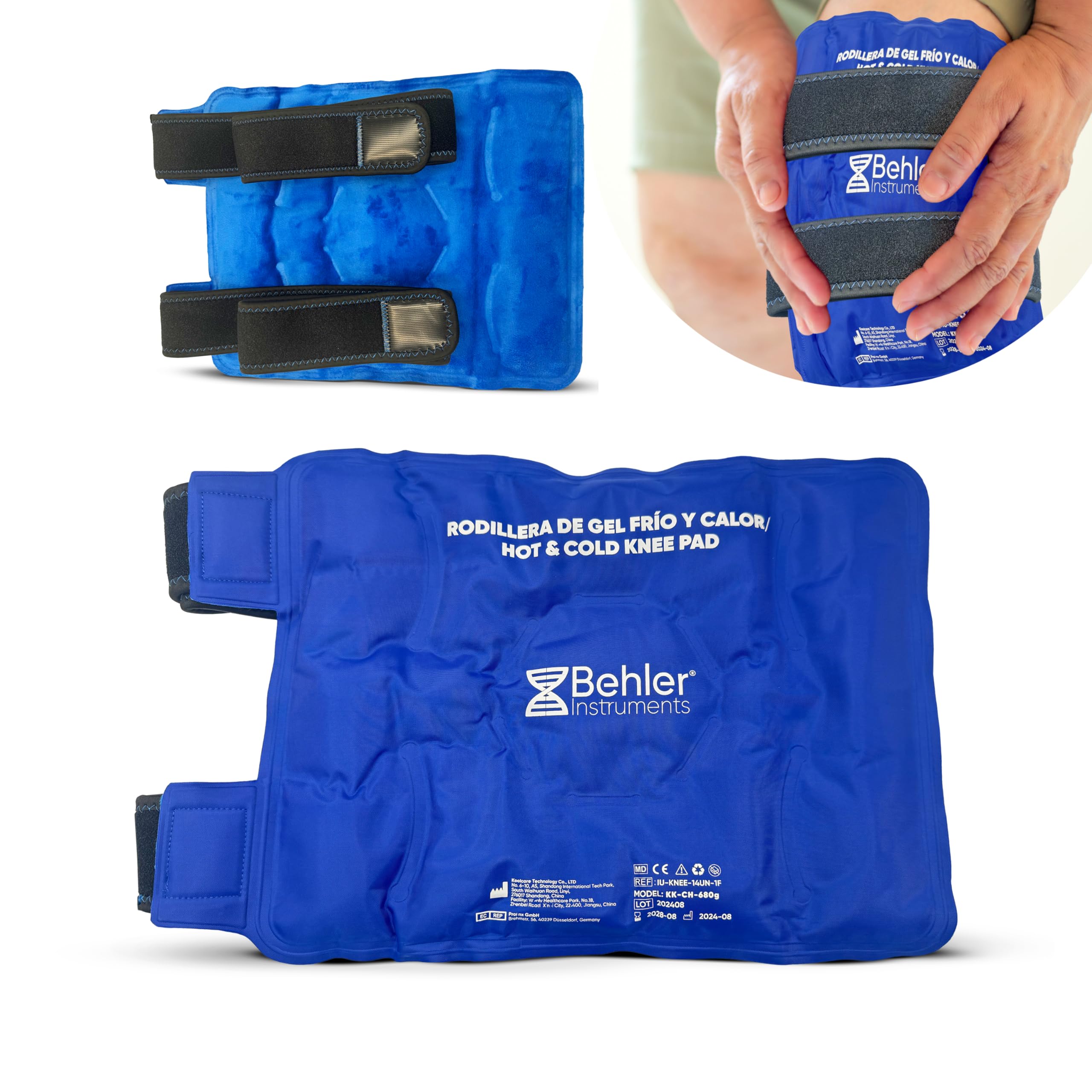 Ghiaccio Gel Riutilizzabile per Ginocchio - Sollievo per Dolore e Lesioni - Tasca di Ghiaccio Ginocchio - Cinghie Regolabili per Muscoli e Articolazioni - Ghiaccio Gel - Per Microonde e Congelatore