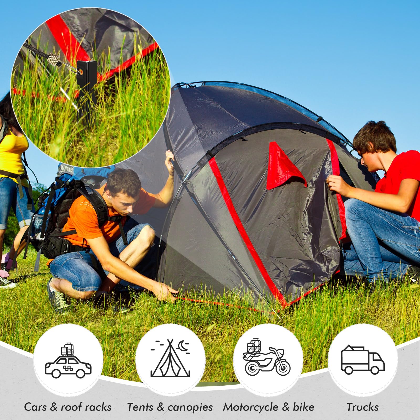 50 mini cuerdas elásticas con ganchos, pequeñas cuerdas elásticas cortas para equipaje, bicicletas, herramientas de camping, lona, motocicleta, carga (negro, 2 pulgadas)