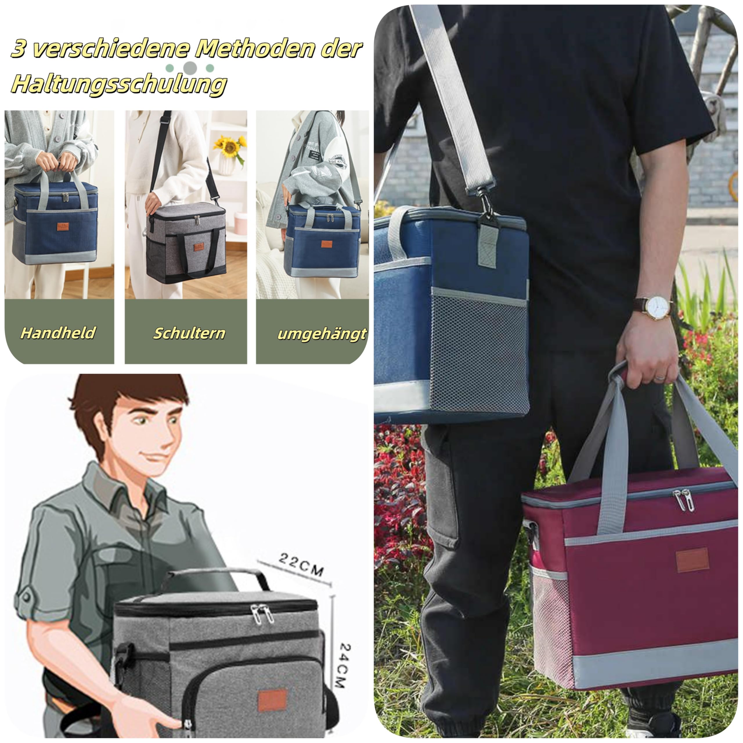 Bolsa de almuerzo, bolsa isotérmica, bolsa de picnic, bolsa de almuerzo, bolsa de almuerzo, bolsa para botellas de vino y cerveza, bolsa de almuerzo aislada, bolsa grande nevera a prueba de