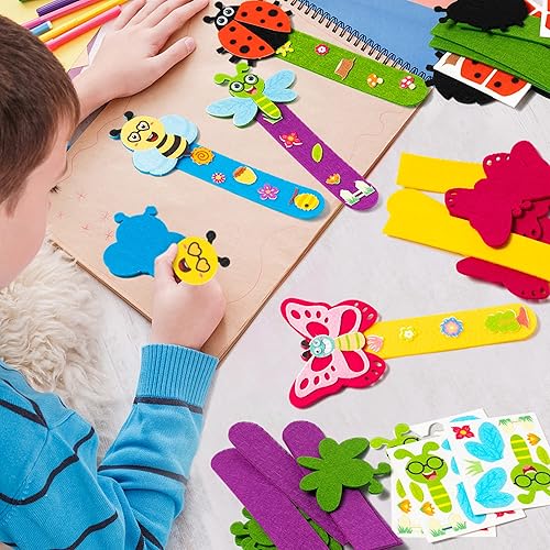 Miniatura 5 de HubirdSall Paquete de 16 marcapáginas de fieltro de insectos primaverales, haz tus propios marcadores de insectos con mariquita de mariposa, abeja,