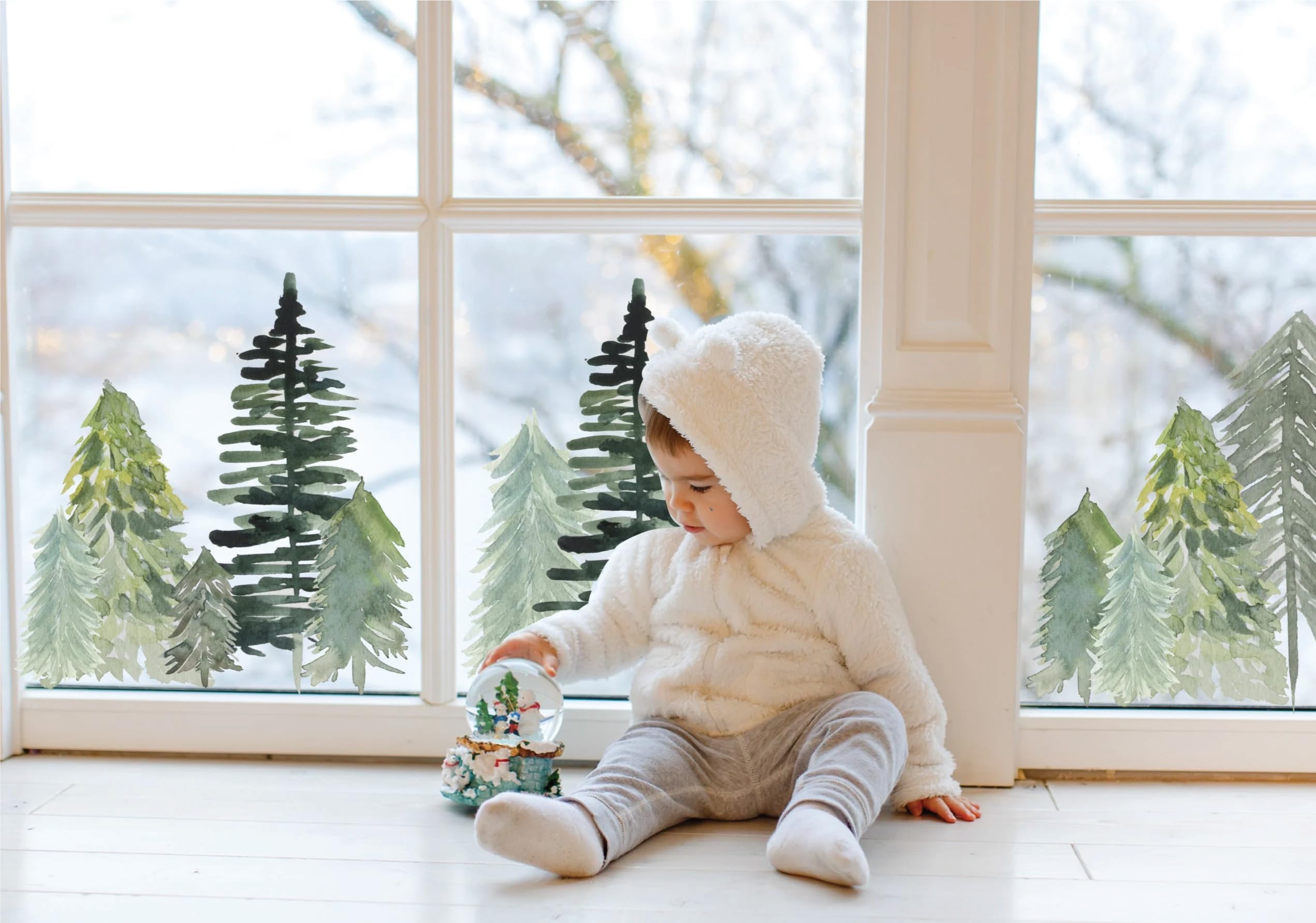 Quotemywall Christmas Forest Trees Quote My Wall Christmas Window Sticker Trees - Snowy Decorations For Home Shop Windows For Kids, Children's Festive Holiday Art Removable (Christmas Forest Trees)
