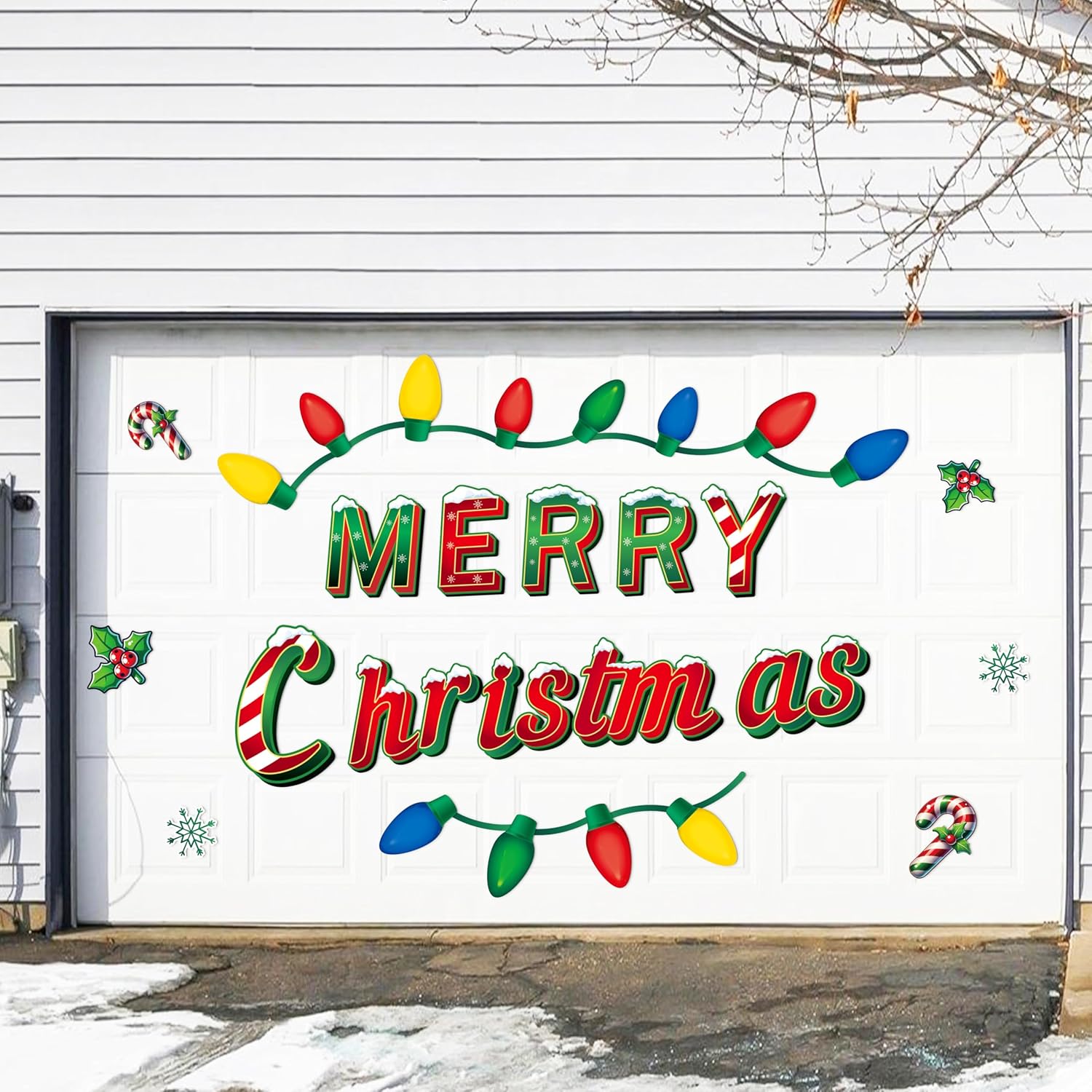 39PCS Christmas Garage Door Decorations Magnets - Merry Xmas Bulbs Holiday Refrigerator Fridge Kitchen Decor