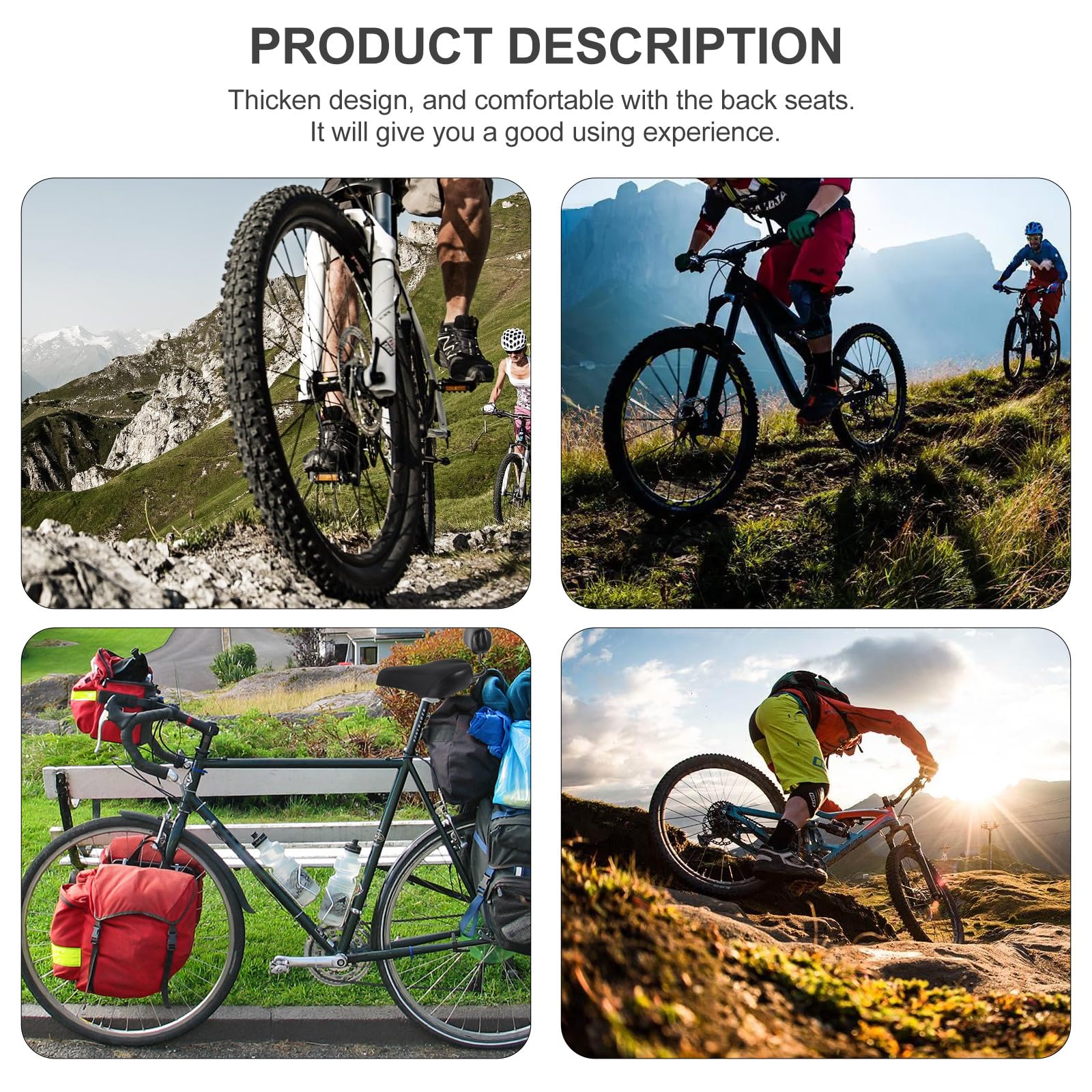 Fahrradsattel mit Rückenlehne für Mountainbike, Schwarz, Bequem