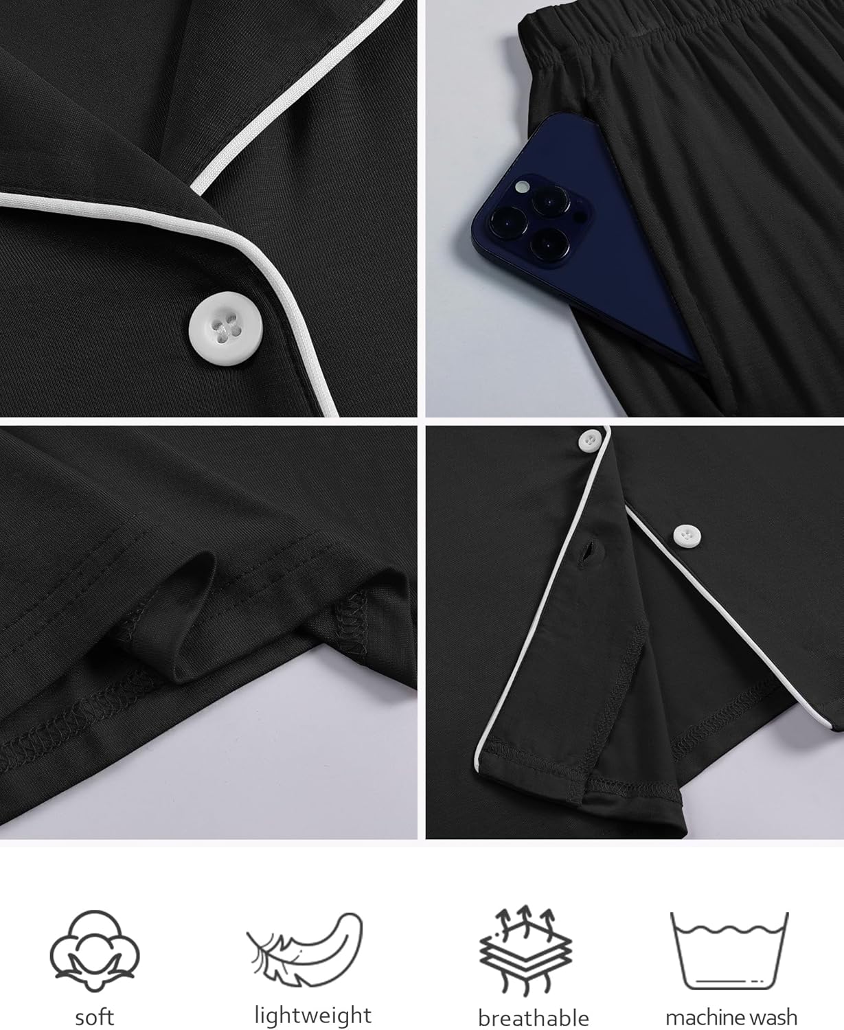 ZMJ Womens Pajamas Sets 2 Piece Button Up Pj Sets Short Sleeve with Long Pant - Image 7