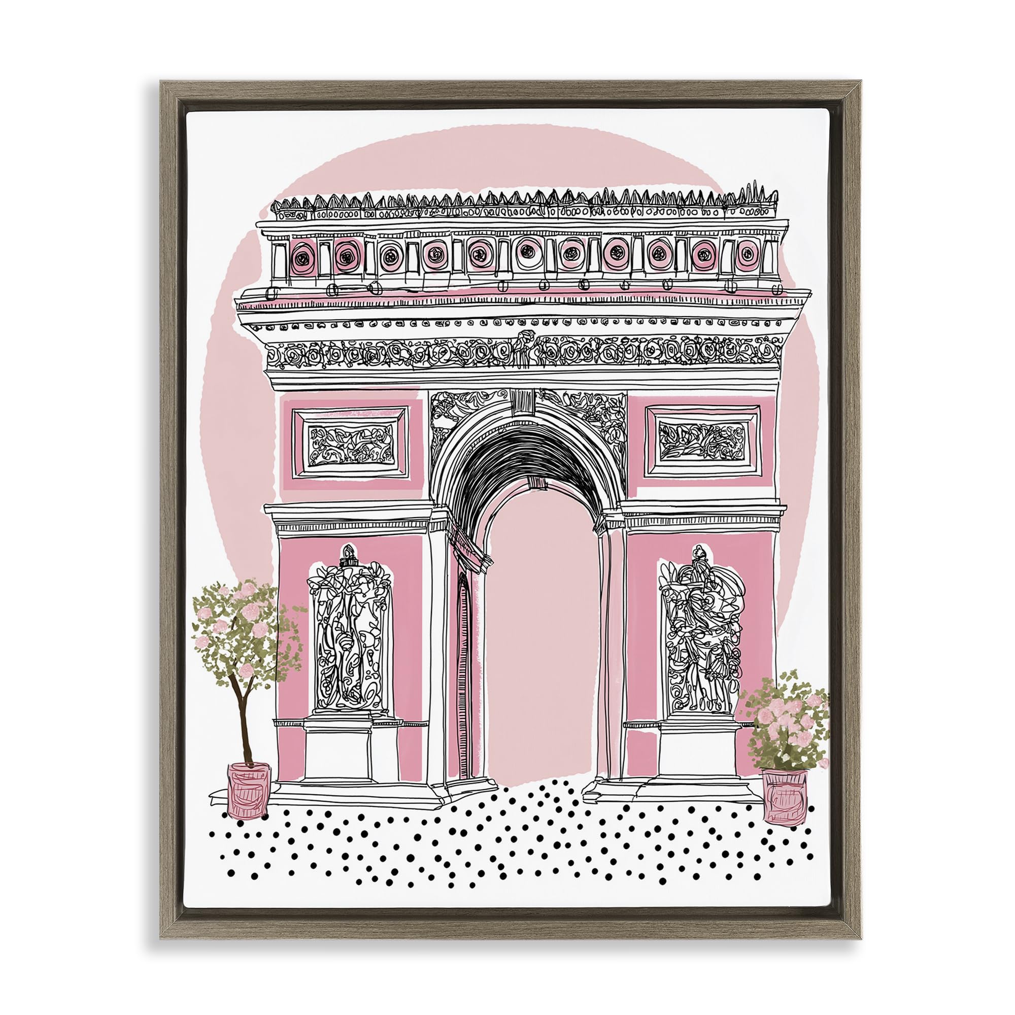 Stupell Industries Montalcino Elm (Textured) 'Pink Neoclassical Archway', Floating Frame Canvas Art, Brown, 25 X 31 Inches, Easy To Hang And Sturdy, Made In Usa, By Jess Stempel
