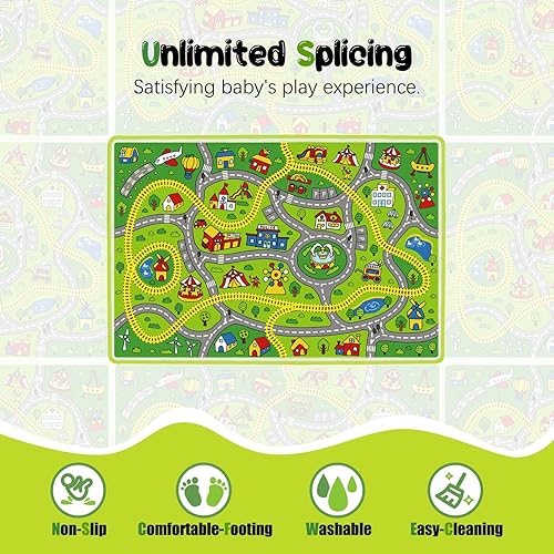 Miniatura 10 de Alfombra de juego para niños, alfombra de juego para automóvil, alfombra de carretera  Juega para aprender y divertirse de forma segura  Alfombra