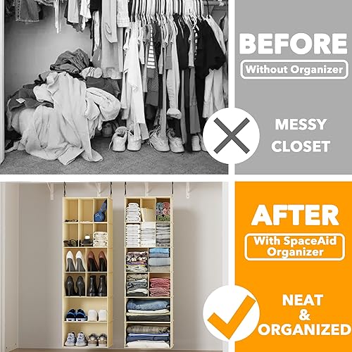 Miniatura 3 de SpaceAid Paquete de 2 organizadores colgantes de armario y almacenamiento con divisores, 24 compartimentos colgantes para zapatos, para armario,