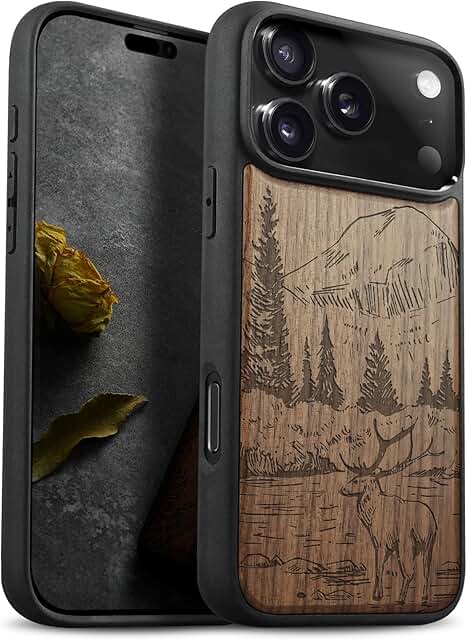 Carveit Magnetic Wooden Case for iPhone 17 Pro Case, Wood Artisan Engrav...