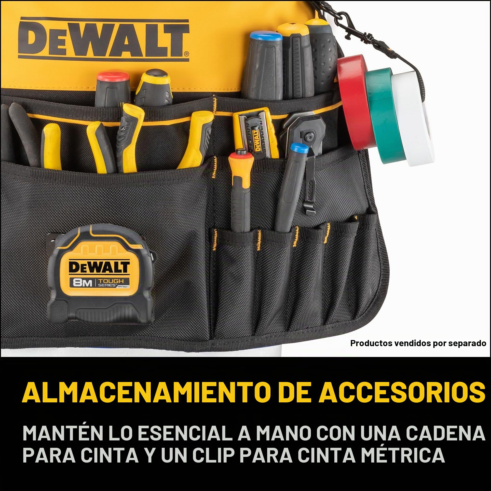 DEWALT Organizador de herramientas, 37 bolsillos y trabillas para almacenamiento de herramientas, incluyendo un bolsillo TOUGHCASE (DWST560109)