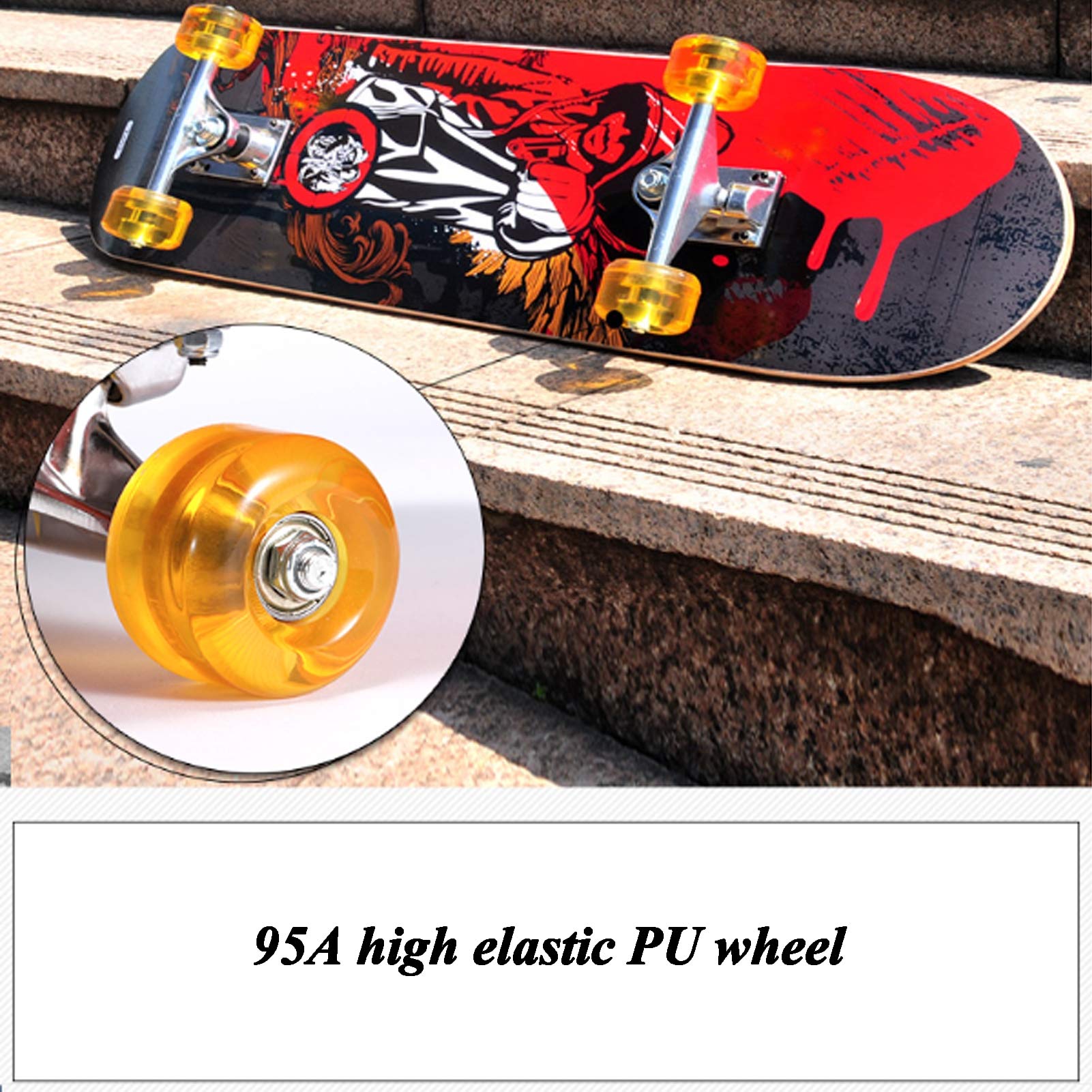 RajoNN Skateboards Skateboard Completi per Principianti Adulti Bambini Ragazzi Ragazze Skateboard Standard per Giovani 31" x 8" 8 Lay Maple Deck PRO Skateboard Longboard Tavole da