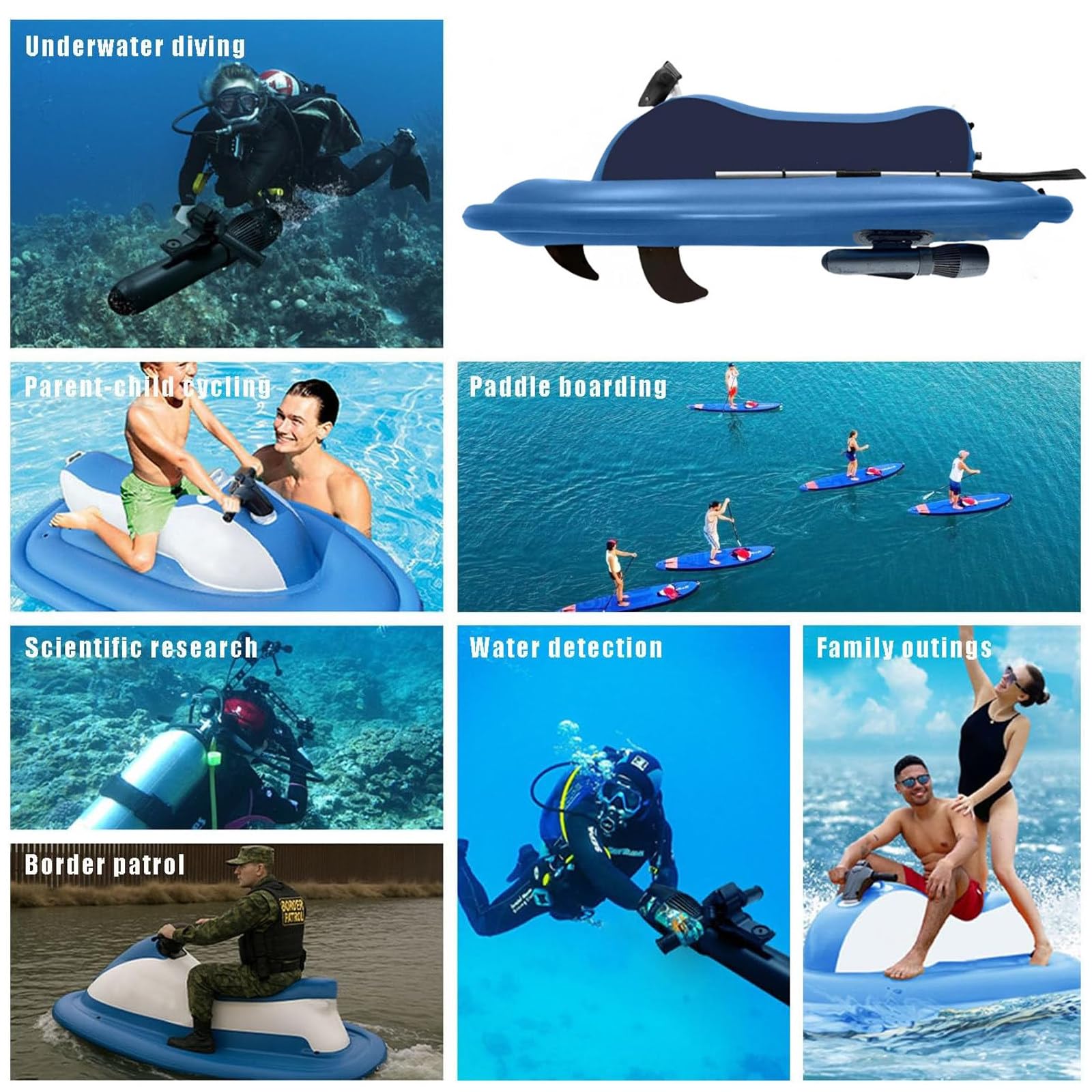 Barco inflable con motor eléctrico, propulsor extraíble para buceo en el mar y exploración subacuática