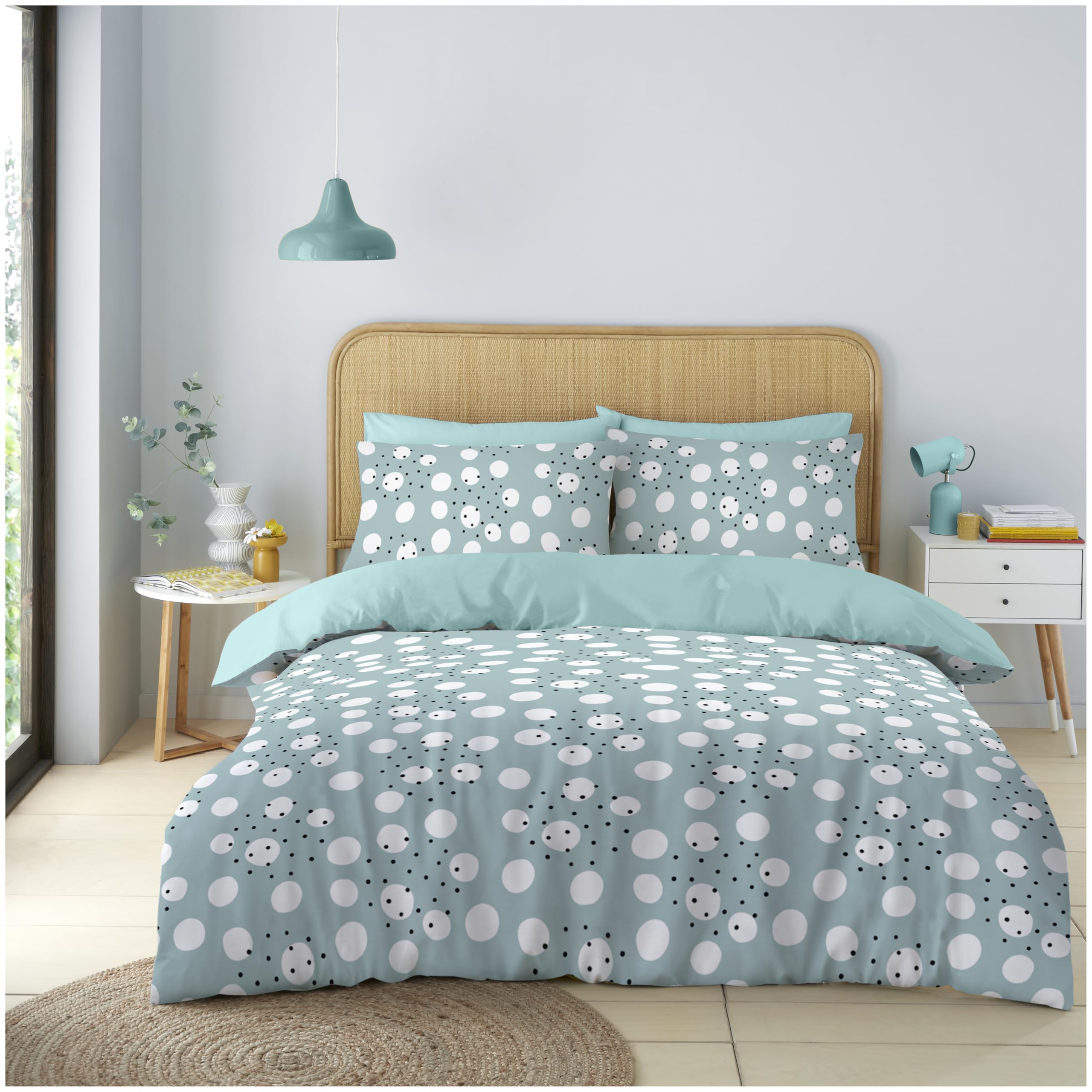 Gc Gaveno Cavailia Polka Dot-Multi Geometric Bedding Set - Breathable Polka Dotted Quilt Covers (200X200 Cm) With 2X Matching Pillowcases (50X75 Cm) - Double Light Weight Bed Cover Set - Multi