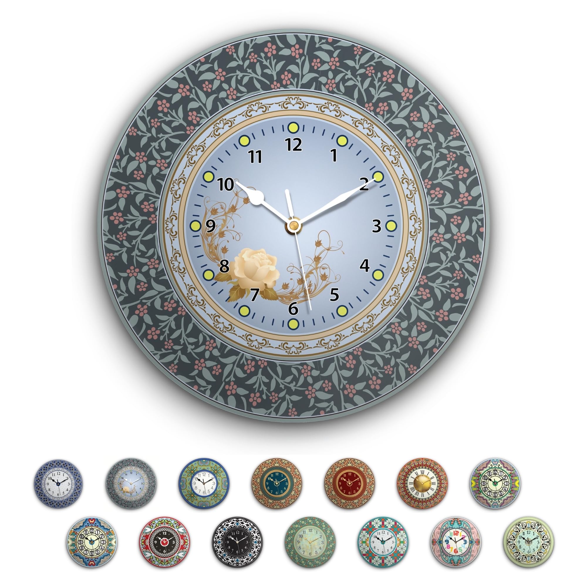 Horloge murale rose moderne ronde IRI-GIRI en verre acrylique pour bureau à domicile sans bruit