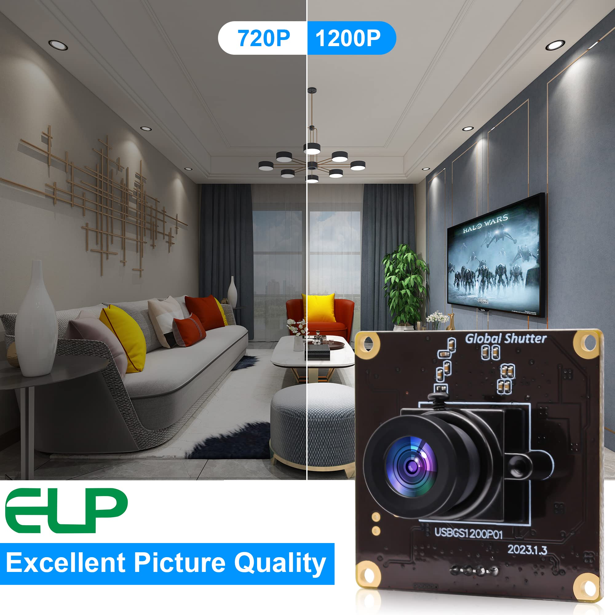 Amazon.co.jp: ELP 1080P グローバルシャッター USBカメラ 高速 ウェブ 