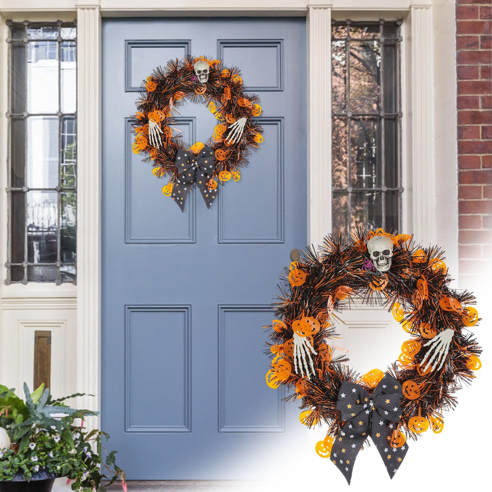 Transpac Halloween Wood & Metal Wall/Door Decor – 24" H X 10.5" W Pumpkin "Happy Halloween" Sign With Hanging Twine