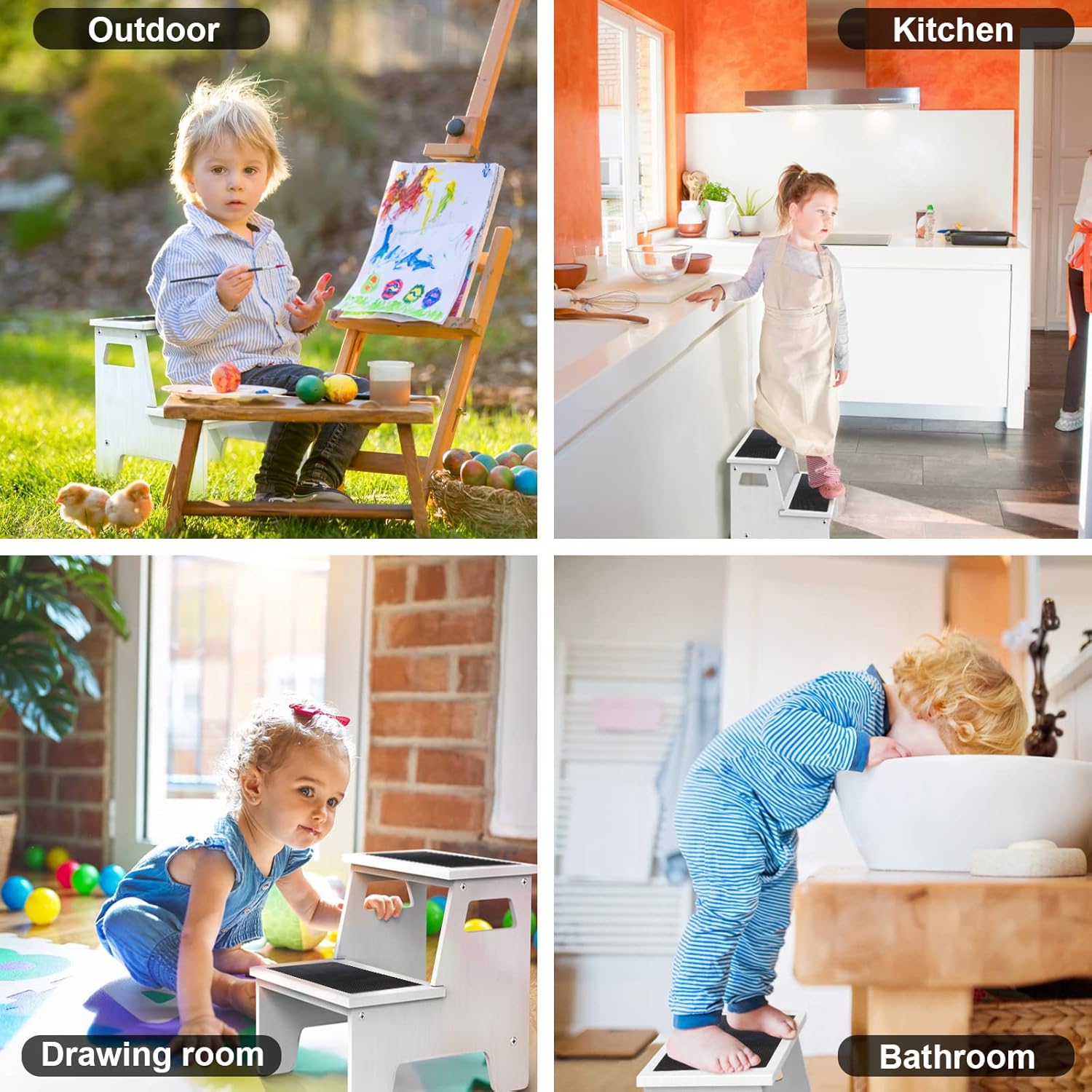 Buy Kids Step Stools for Toddlers Bathroom Wood Toddler Step Stool