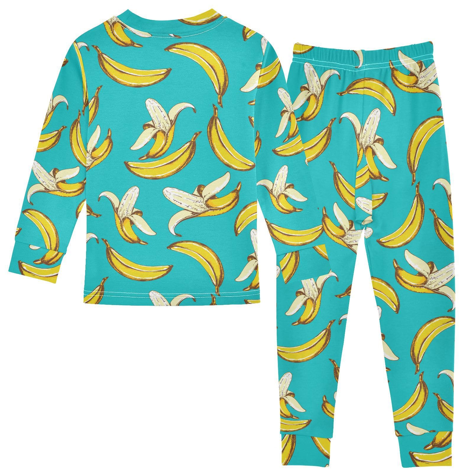 JHKKU Banana Pajamas Set Cotton 2 Piece Soft Comfy Pjs Long Sleeve Lounge Sleepwear 8Y