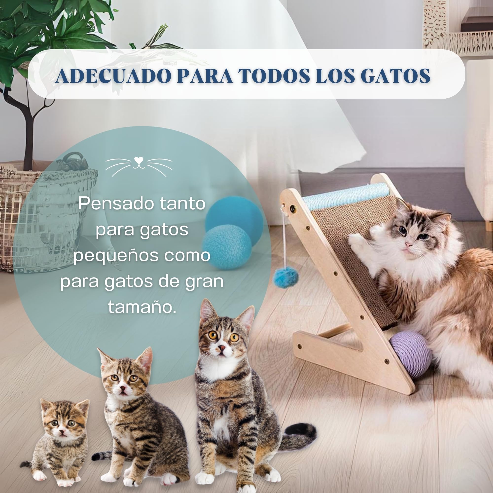 Rascador para Gatos con Cartón Corrugado y 1 Recambio Extra, Rascador Gato Inclinado, Arranhador para Gatos, Juguete para Gato y Cat Scratcher BEMANZ
