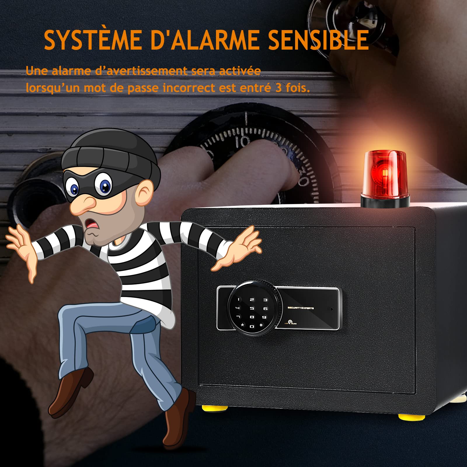GOPLUS Coffre-fort avec Serrure à Code Électronique, Coffre-fort en Acier Robuste avec Étagère Amovible et Système d'Alarme, Fonction Anti-indiscrétion, 40X30X30 CM