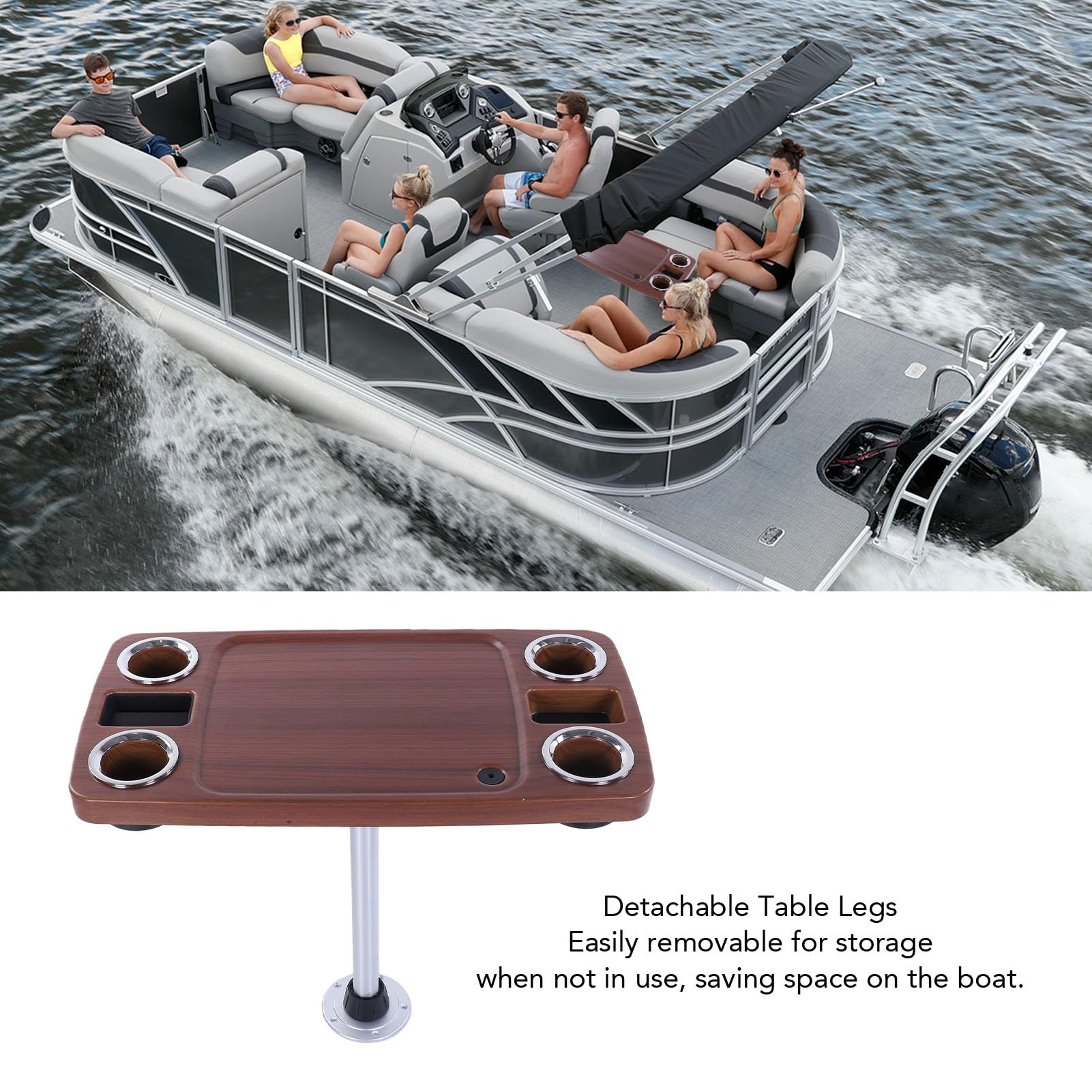 Tavolo da Barca con Gambe Staccabili, Design Impermeabile e Leggero, Ideale per Uso Esterno su Yacht e, 86,5x46 Cm