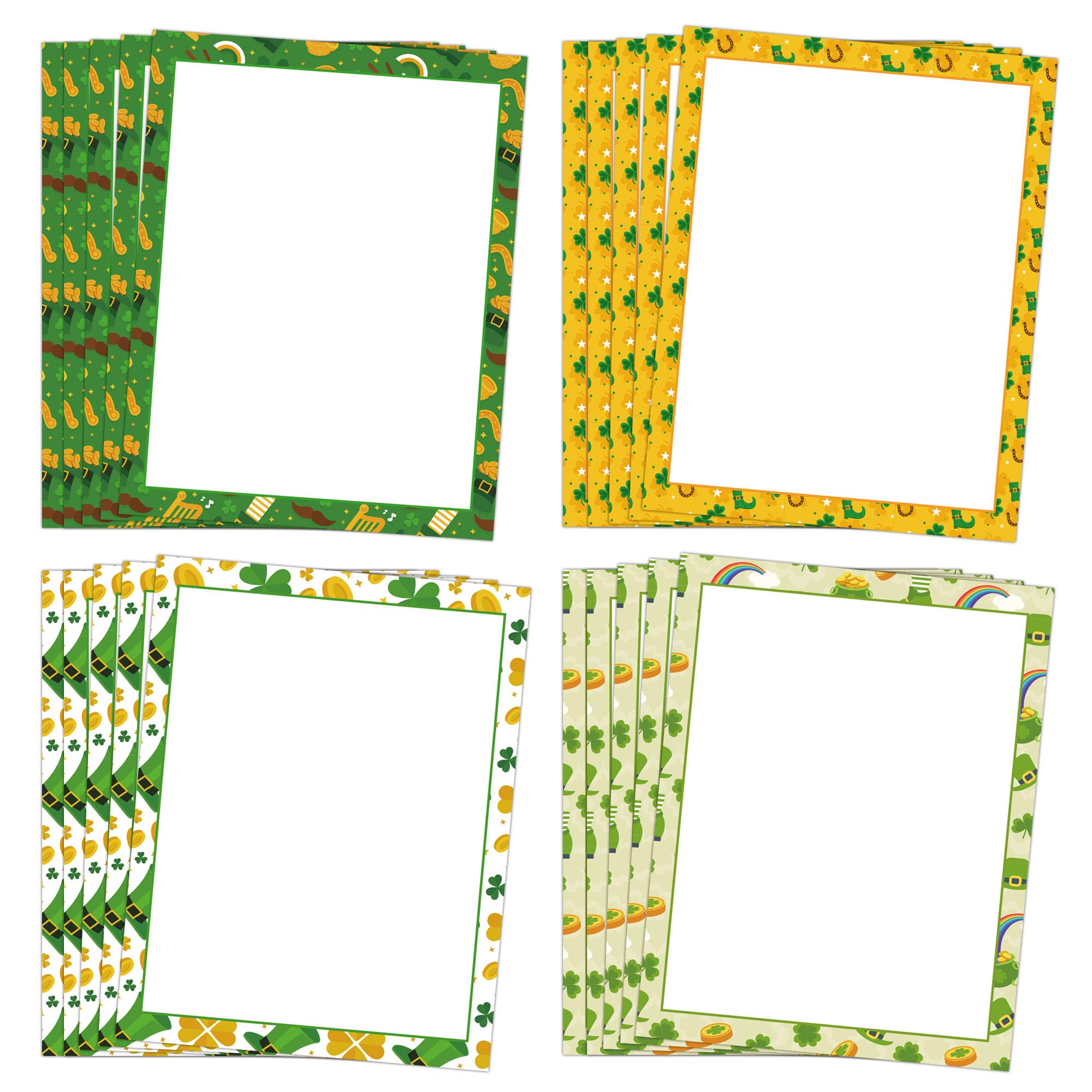 St. Patrick’s Stationery Paper Shamrock Stationary Letter Paper Sheets Clover Letterhead for Letter Office Use Invitations 60pcs
